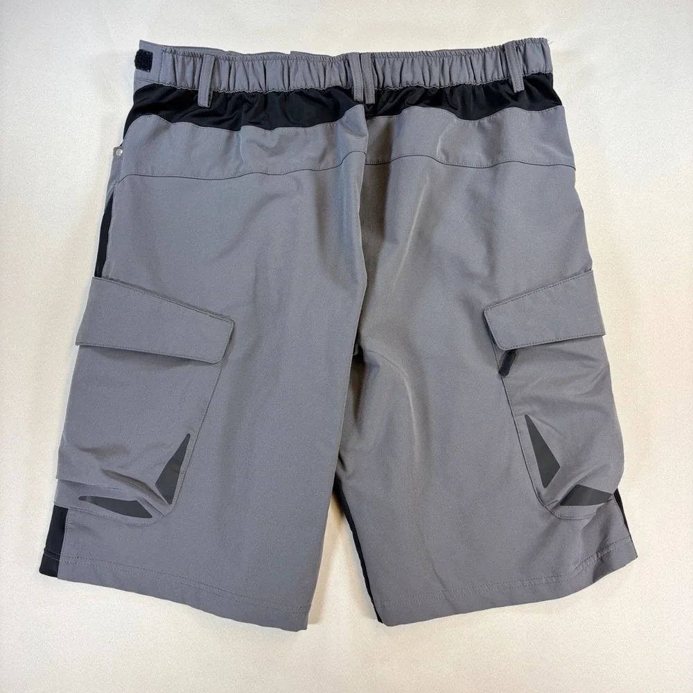 MTB Cargo Shorts Mens XL Gray Adjustable Waist Hiking Mountain Bike Athleisure